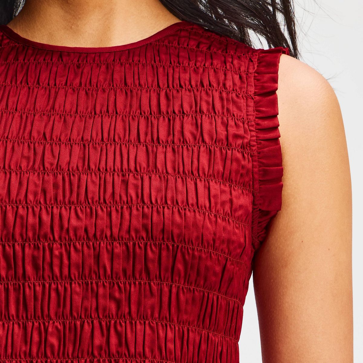 Latino Heritage Month Women's Smocked Ruffle Top - Burgundy - thumbnail 4