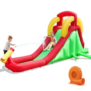 Costway Inflatable Water Slide Bounce House Bouncer Kids Jumper Climbing with  550W Blower - 1 of 4