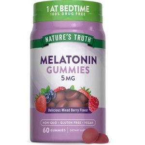Nature's Truth Melatonin Gummies 5mg | 60 Count | Mixed Berry Flavor - 1 of 4