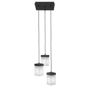 Toltec Lighting Nouvelle 3 - Light Pendant in  Espresso with 4" Square White Muslin Shade - 1 of 1