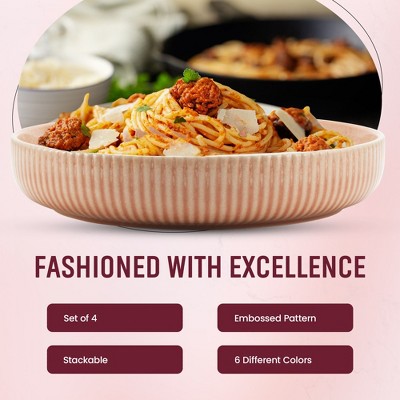 Blush Ceramic 9-Inch Wide Shallow Pasta Bowls Set