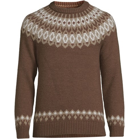 Lands' End Men's Fairisle Yoke Crewneck Sweater - Large - Allspice Geo  Fairisle : Target