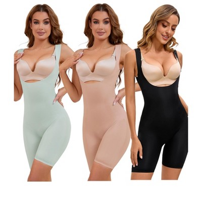 INSPIRE CHIC 3 Pcs Women's Butt Lifter Thigh Slimmers Tummy Control Bust Back Support Body Shapers