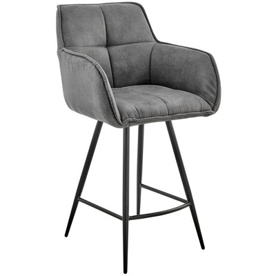 30" Verona Bar Height Bar Stool with Fabric Finish Black/Charcoal - Armen Living