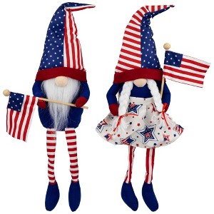 Northlight Stars and Stripes Patriotic Gnomes with Dangling Legs - 21.25" - Set of 2 - 1 of 4