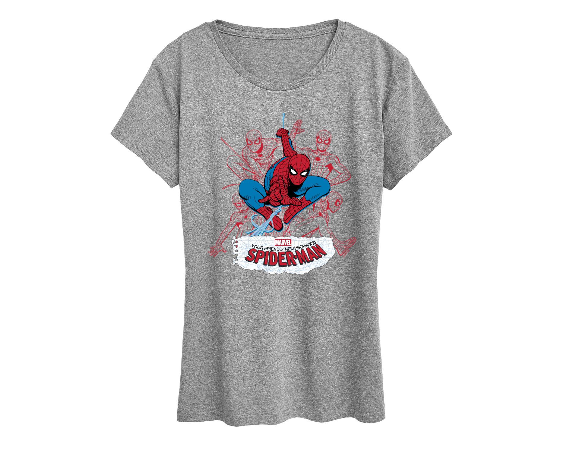 Women's Spider-Man Line Cluster Short Sleeve Graphic T-Shirt - Heather Grey - 4X