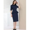 Allegra K Round Neck Pencil Dress for Women's Bow Ruffle Business Peplum Dress - image 4 of 4