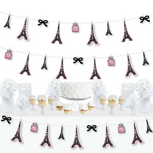 Big Dot of Happiness Paris, Ooh La La - Paris Themed Baby Shower or Birthday Party DIY Decorations - Clothespin Garland Banner - 44 Pieces - 1 of 4