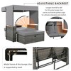 2-Piece Outdoor Patio Rattan Canopy Daybed Sunbed with 5 Positions Adjustable Backrest and Storage Bench - 4 of 4