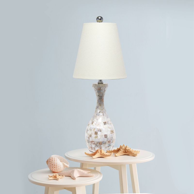 Malibu Curved Mosaic Seashell Table Lamp with Accents White - Lalia Home, 3 of 8
