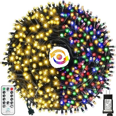 MaseiKar Color Changing Christmas String Lights ,100FT 300 LED Warm White Multi Color Fairy Light, END to END Christmas Tree Lights with Timer Remote