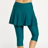 Calypsa Women's Chlorine Resistant High Waisted Flared Swim Skort With attched Capri Leggings - 3 of 4