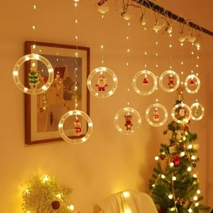 Swtroom Christmas Curtain Lights 9.8ft 8 Modes Ring String Lights Ornaments Hooks Remote Control Timer - 1 of 4