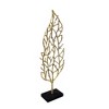 HomeRoots 26" Gold And Black Aluminum And Marble Leaf Tabletop Sculpture - 4 of 4