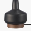 Globe Electric 15" Matte Black Ceramic Table Lamp with Wood Toned Base and White Linen Shade: ETL Listed, No Assembly Required - 4 of 4