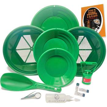 ASR Outdoor 11pc Gold Rush Gold Prospecting Kit 1/8 & 1/2 Coarse Classifier  Screen, Vials, Dual Riffle Gold Pans