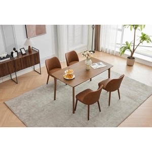 Modern Dining Chair Set of 4/6, Linen Upholstered Kitchen Chairs with So Lid Wood Legs, Wingback Ergonomic Design, Thick Cushions for Dining Room - 1 of 4
