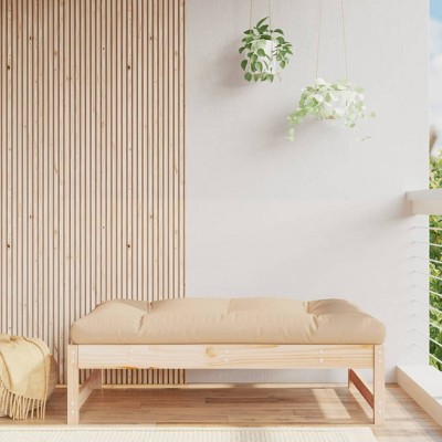 vidaXL Patio Footstool with Cushion Solid Wood Pine
