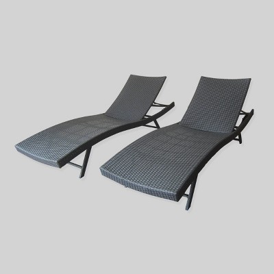 Kauai 2pc Wicker Chaise Lounge Set - Gray - Christopher Knight Home