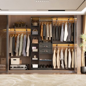 Besiost All-in-one Closet Organizer System with Wood Drawers, Tower Shelving, Hanging Rods - 1 of 4