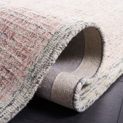 Pink and Ivory Abstract Hand-Tufted Wool Area Rug