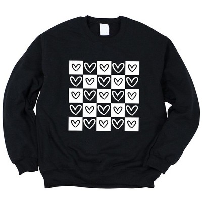 Simply Sage Market Women's Graphic Sweatshirt Heart Checkerboard