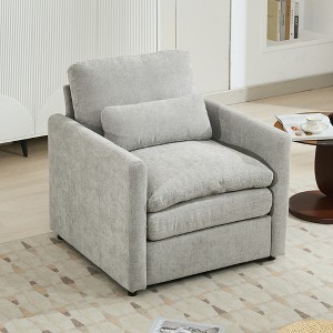Upholstered Sofa Oversized Cloud Sofa Double Cushion Sofa Couch Armchair Single Sofa Loveseat 3-seat Sofa 6-seat Sofa Set, Beige/Gray-ModernLuxe - 1 of 4