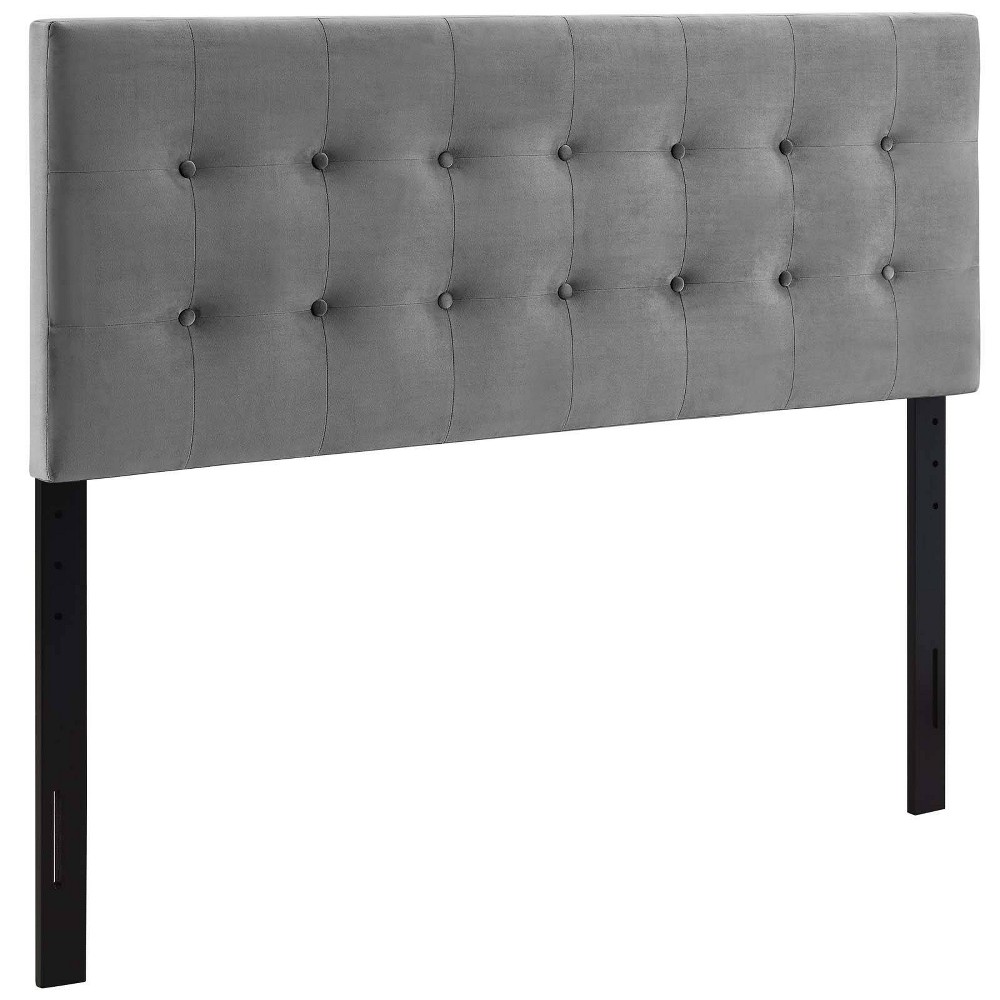 Photos - Bed Frame Modway King Emily Biscuit Tufted Performance Velvet Headboard Gray - : Low Profile, Adjustable Height 