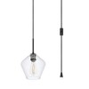 Elegant Lighting Gene 1 light Black and Clear glass plug-in pendant - 3 of 4