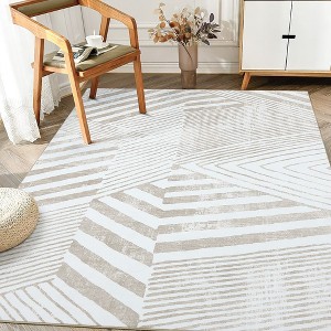Machine Washable Rug, Modern Abstract Stripes - 1 of 4