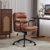 GDFStudio Nyrell Mid-Century Modern 360° Swivel Faux Leather Upholstered Office Chair with Wheels and Adjustable Height - 2 of 4
