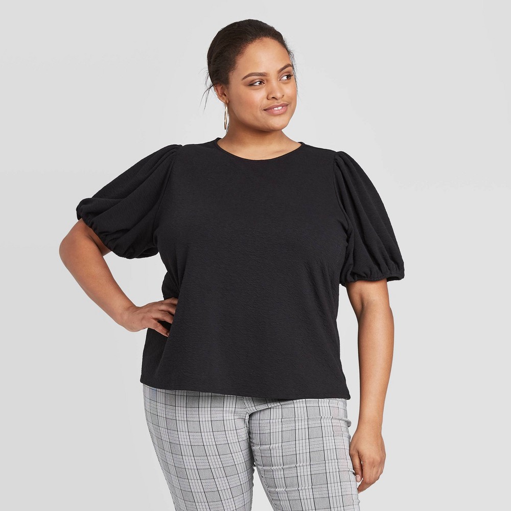 Women's Plus Size Short Sleeve Scoop Neck T-Shirt - A New Day Black 3X, Women's, Size: 3XL was $16.99 now $11.89 (30.0% off)