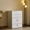 JUJABU 3-in-1 White Vanity Desk with Flip-Top Mirror, 3 Drawers, Cushioned Stool & Built-In Power Outlet - 2 of 4