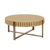 Munora 31.5 Inch Modern Handcraft Drum Coffee Table, Round Coffee Table with Sturdy Pedestal Base for Living Room, Natural Ash - 2 of 4