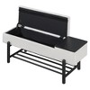 Gulches 19 in H x 47 in W Black Plywood MDF Rubber Wood Shoe Storage Cabinet Upholstered Storage Bench - 4 of 4