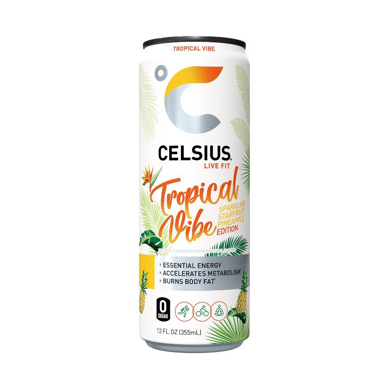 Celsius Tropical Vibe Energy Drink - 12 fl oz Can, 1 of 9