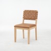 VINGLI Woven Wooden Dining Chairs Set of 2,Armless Mid Century Modern Desk Chairs Farmhouse Comfy No Wheels for Living Room,Kitchen,Oak,Suede - 2 of 4
