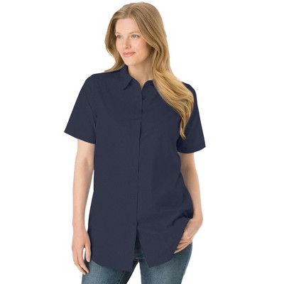 Woman Within Plus Size Petite Perfect Short Sleeve Shirt