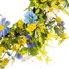 Northlight Daisy and Cosmos Floral Spring Wreath - 24" - Yellow and Blue - 4 of 4