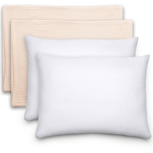 Toddler Pillow with Muslin Pillowcase, 13"x18", Kids Pillow for Sleeping by Comfy Cubs - 2 Pack - 1 of 4