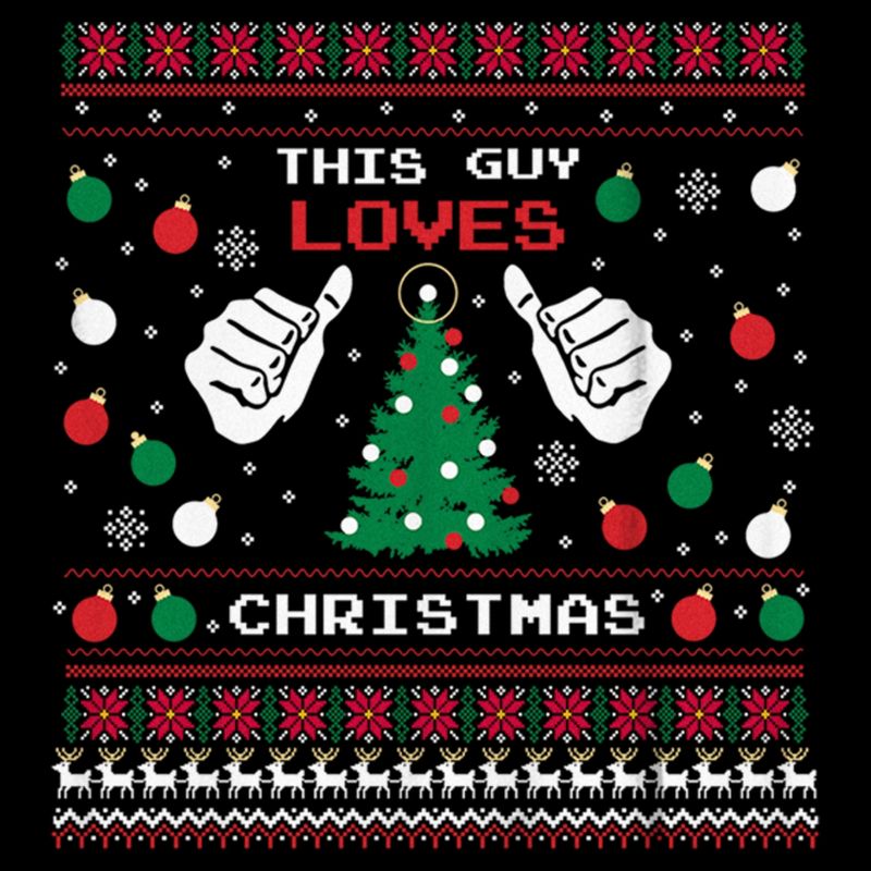 Boy's Lost Gods This Guy Loves Christmas Sweater Print T-Shirt, 2 of 6