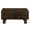 Hardwood vintage coffee table with 4 drawers, rectangular end table, easy to assemble, suitable for living room, bedroom, office - 2 of 4