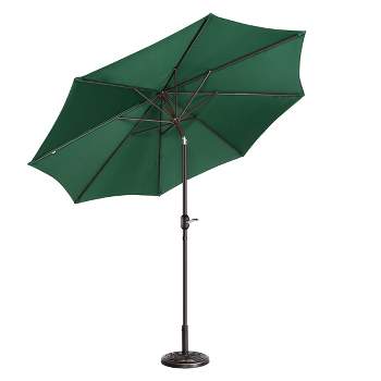 9-Foot Patio Umbrella - Easy Crank Outdoor Table Umbrella with Steel Ribs and Aluminum Pole for Deck, Porch, Backyard, or Pool by Villacera (Green)