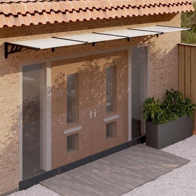 vidaXL Door Canopy Black and Transparent 155.9"x35.4" Polycarbonate