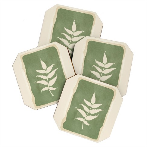 Nadja Leaf Design 19 Coaster Set - Deny Designs