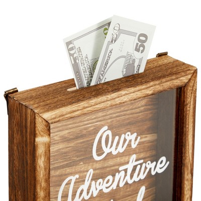 Rustic Brown Wooden Adventure Fund Shadow Box Bank