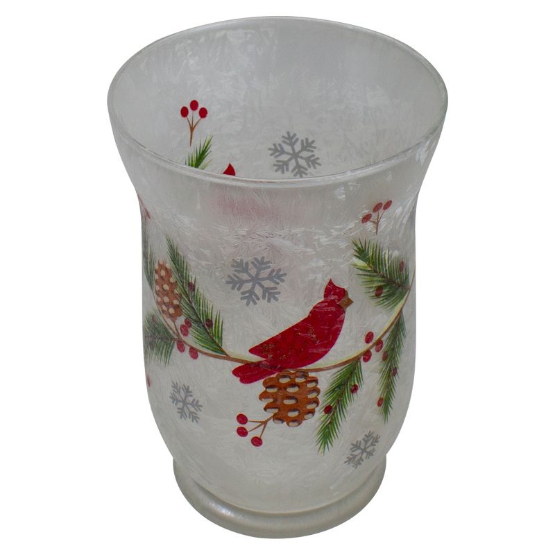 Northlight 4" Hand Painted Christmas Cardinal and Pine Flameless Glass Candle Holder, 3 of 6