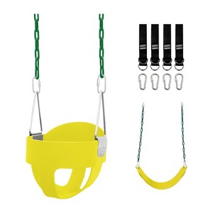Etokfoks Toddler Swing Set for Outside High Back Full Bucket Seat with 4 Hanging Straps and Hooks for Kids Infants Baby Outdoor - 1 of 4
