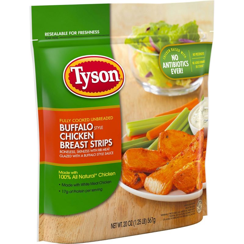 Tyson Unbreaded Buffalo Chicken Breast Strips - Frozen - 20oz, 5 of 10