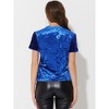 INSPIRE CHIC Women's Sequin Velvet Crew Neck Short Sleeve T-shirt - 3 of 4